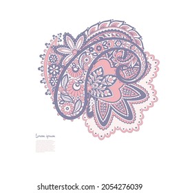 Paisley vector isolated pattern. Damask floral illustration in batik style