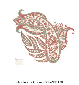 Paisley vector isolated pattern. Damask floral illustration in batik style