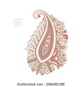 Paisley vector isolated pattern. Damask style Vintage illustration