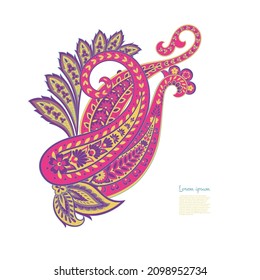 Paisley vector isolated pattern. Damask floral illustration in batik style