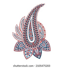 Paisley vector isolated pattern. Damask floral illustration in batik style
