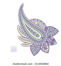 Paisley vector isolated pattern. Damask floral illustration in batik style