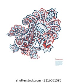 Paisley vector isolated pattern. Damask style Vintage illustration