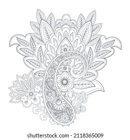 Paisley vector isolated pattern. Damask floral illustration in batik style