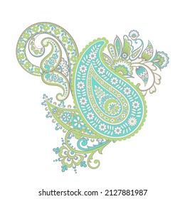 Paisley vector isolated pattern. Damask floral illustration in batik style