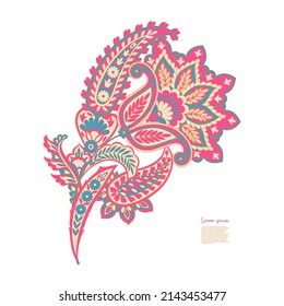 Paisley vector isolated pattern. Damask style Vintage illustration