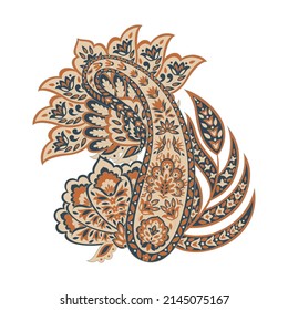 Paisley vector isolated pattern. Damask floral illustration in batik style
