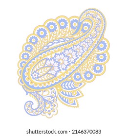 Paisley vector isolated pattern. Damask floral illustration in batik style