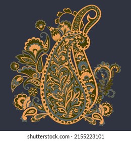 Paisley vector isolated pattern. Damask style Vintage illustration