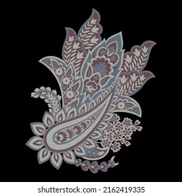 Paisley vector isolated pattern. Damask floral illustration in batik style