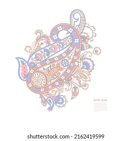 Paisley vector isolated pattern. Damask floral illustration in batik style