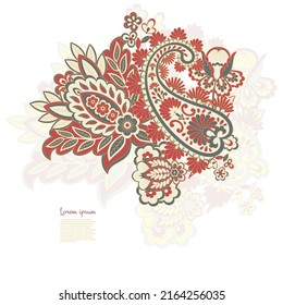Paisley vector isolated pattern. Damask floral illustration in batik style