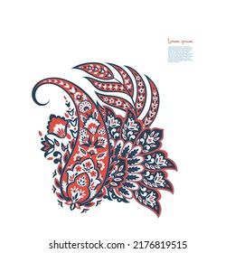 Paisley vector isolated pattern. Damask floral illustration in batik style