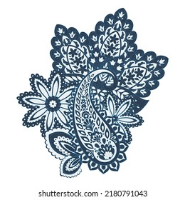 Paisley vector isolated pattern. Damask floral illustration in batik style