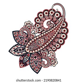 Paisley vector isolated pattern. Damask floral illustration in batik style