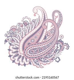Paisley vector isolated pattern. Damask floral illustration in batik style