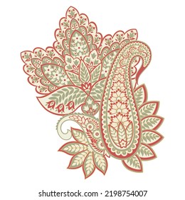 Paisley-Vektorgrafik, isoliertes Muster. Damast-Blumengrafik im Batik-Stil