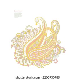 Paisley vector isolated pattern. Damask floral illustration in batik style