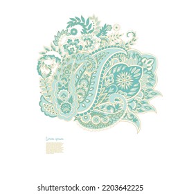 Patrón aislado del vector Paisley. Ilustración floral de damasco en estilo batik