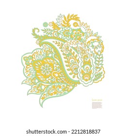 Paisley vector isolated pattern. Damask floral illustration in batik style