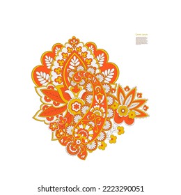Paisley vector isolated pattern. Damask floral illustration in batik style