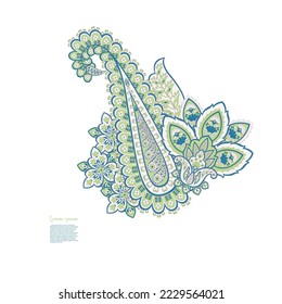 Paisley vector isolated pattern. Damask style Vintage illustration
