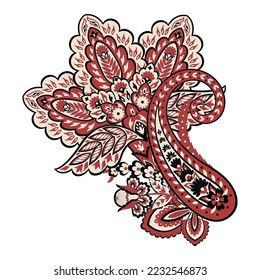 Paisley vector isolated pattern. Damask floral illustration in batik style