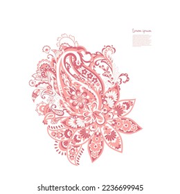 Paisley vector isolated pattern. Damask style Vintage illustration