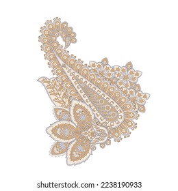 Paisley vector isolated pattern. Damask style Vintage illustration