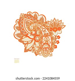 Paisley vector isolated pattern. Damask floral illustration in batik style