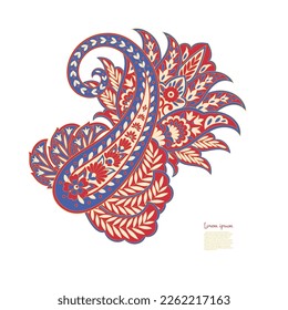 Paisley vector isolated pattern. Damask floral illustration in batik style