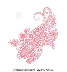 Paisley vector isolated pattern. Damask floral illustration in batik style