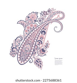 Paisley vector isolated pattern. Damask floral illustration in batik style