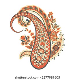 Paisley vector isolated pattern. Damask floral illustration in batik style