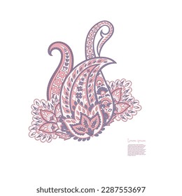 Paisley vector isolated pattern. Damask floral illustration in batik style