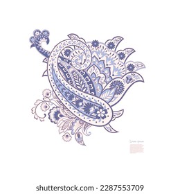 Paisley vector isolated pattern. Damask floral illustration in batik style