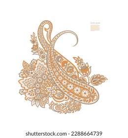 Paisley vector isolated pattern. Damask floral illustration in batik style