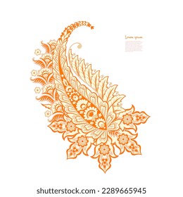 Paisley vector isolated pattern. Damask floral illustration in batik style