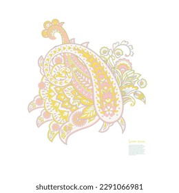 Paisley vector isolated pattern. Damask floral illustration in batik style