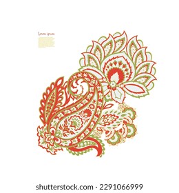 Paisley-Vektorgrafik, isoliertes Muster. Damask style Vintage Illustration