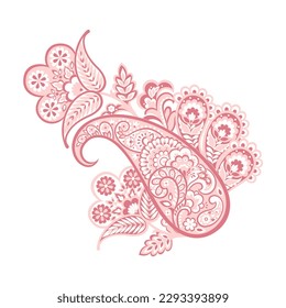 Paisley vector isolated pattern. Damask floral illustration in batik style