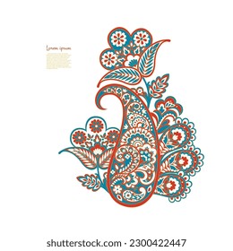 Paisley vector isolated pattern. Damask floral illustration in batik style