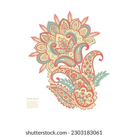 Paisley vector isolated pattern. Damask floral illustration in batik style