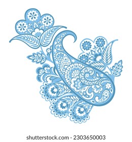 Paisley vector isolated pattern. Damask floral illustration in batik style