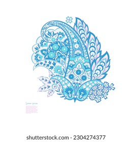 Paisley vector isolated pattern. Damask style Vintage illustration