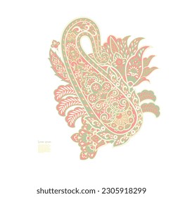 Paisley vector isolated pattern. Damask floral illustration in batik style