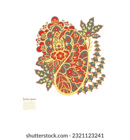 Patrón aislado del vector Paisley. Ilustración floral de damasco en estilo batik