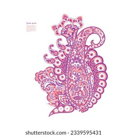 Paisley vector isolated pattern. Damask floral illustration in batik style