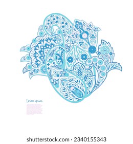 Paisley vector isolated pattern. Damask floral illustration in batik style