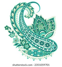 Paisley vector isolated pattern. Damask floral illustration in batik style